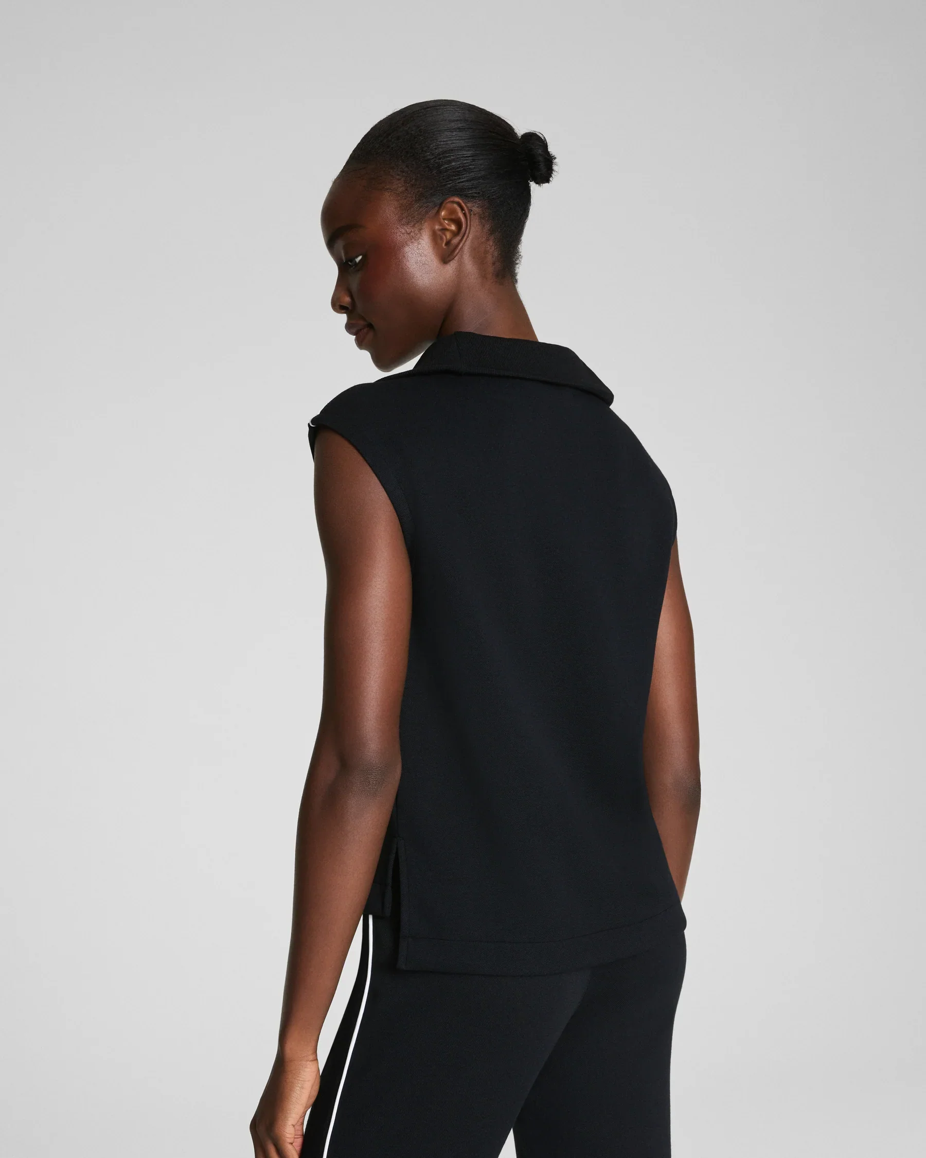 AirEssentials® Pique Sleeveless Half Zip by Spanx - Black - Image 3