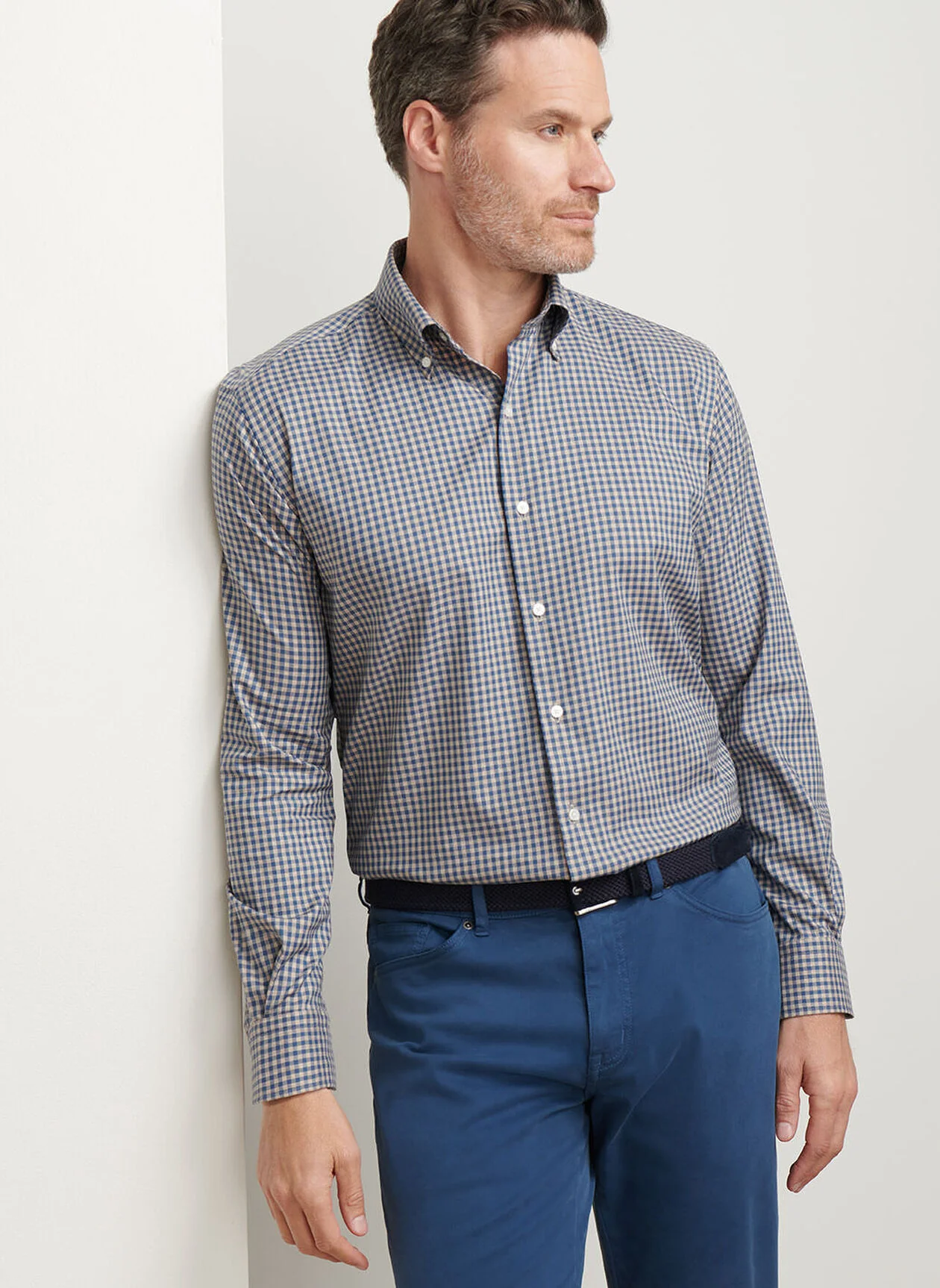 Conway Crown Lite Cotton-Stretch Sport Shirt by Peter Millar - Poplar Brown - Image 3