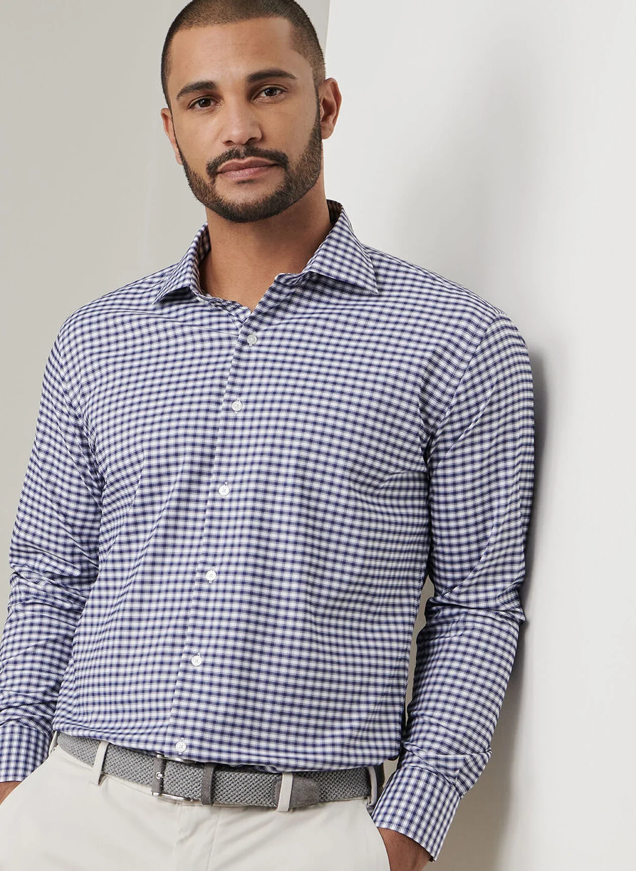 Fairbanks Performance Twill Sport Shirt by Peter Millar - Navy - Image 3