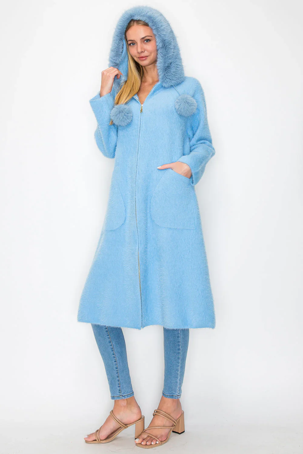 Suraya Brushed Coat with Fur -  Four Colors - Image 4